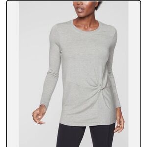 Athleta Nirvana Twist-Front Sweatshirt - Heather Gray, Size S